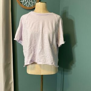 PINK Victoria's Secret Womens Slub Raglan Sleeve Crop Tee Lilac Large NWOT